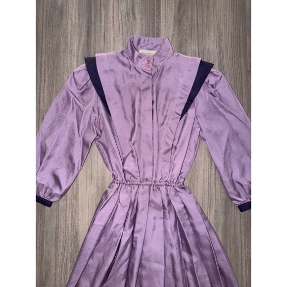 Vintage Joan Sparks for Daniel Barrett Purple Midi Dress 80s ILGWU Made USA G2 - Picture 5 of 13